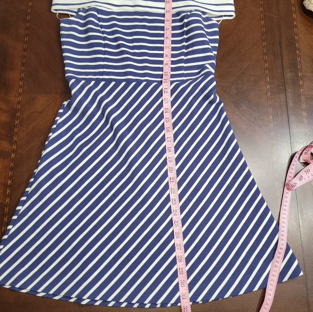 Vineyard Vines Off-the-Shoulder Navy & White Midi Dress – Size Small - Picture 6 of 10